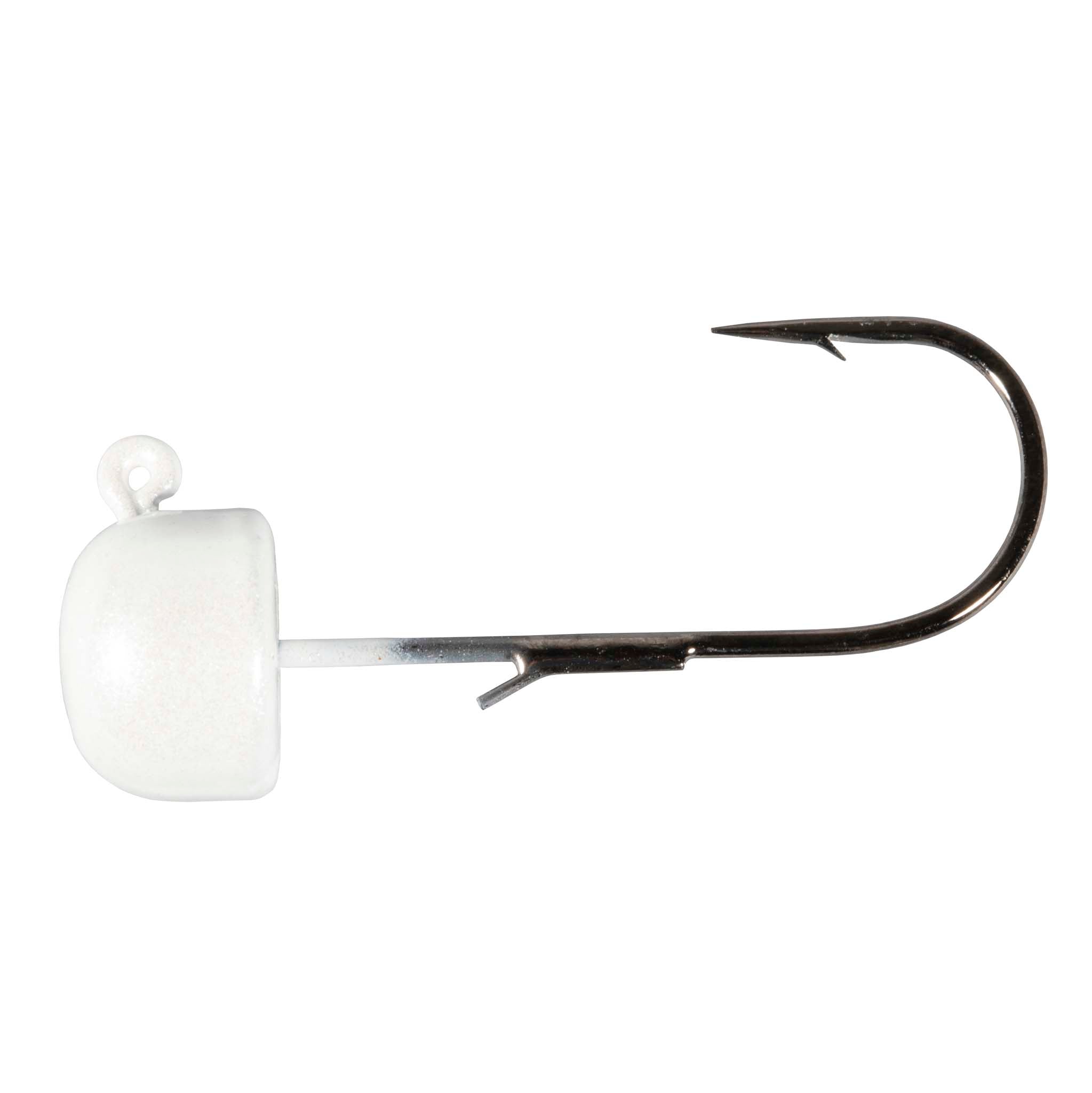 Finesse ShroomZ jig hook with pearl white head and curved dark hook