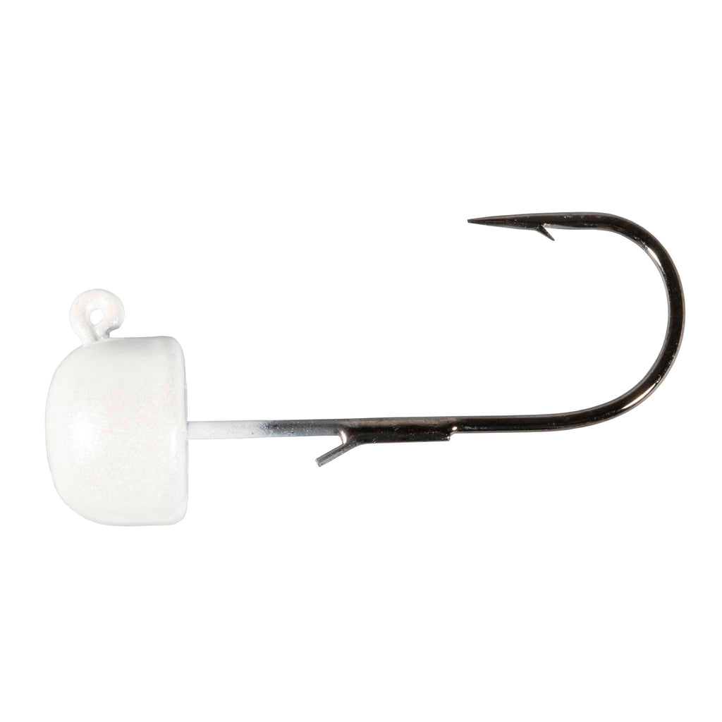Pearl jig head with fishing hook, silver hook and visible barb