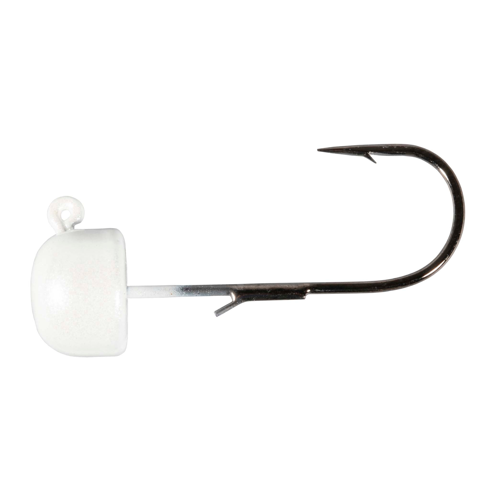 Pearl jig head with fishing hook, silver hook and visible barb