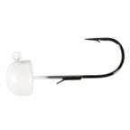 Pearl jig head with fishing hook, dark hook point and visible barb