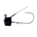 Weedless mushroom jig head lure with wire weed guard, black