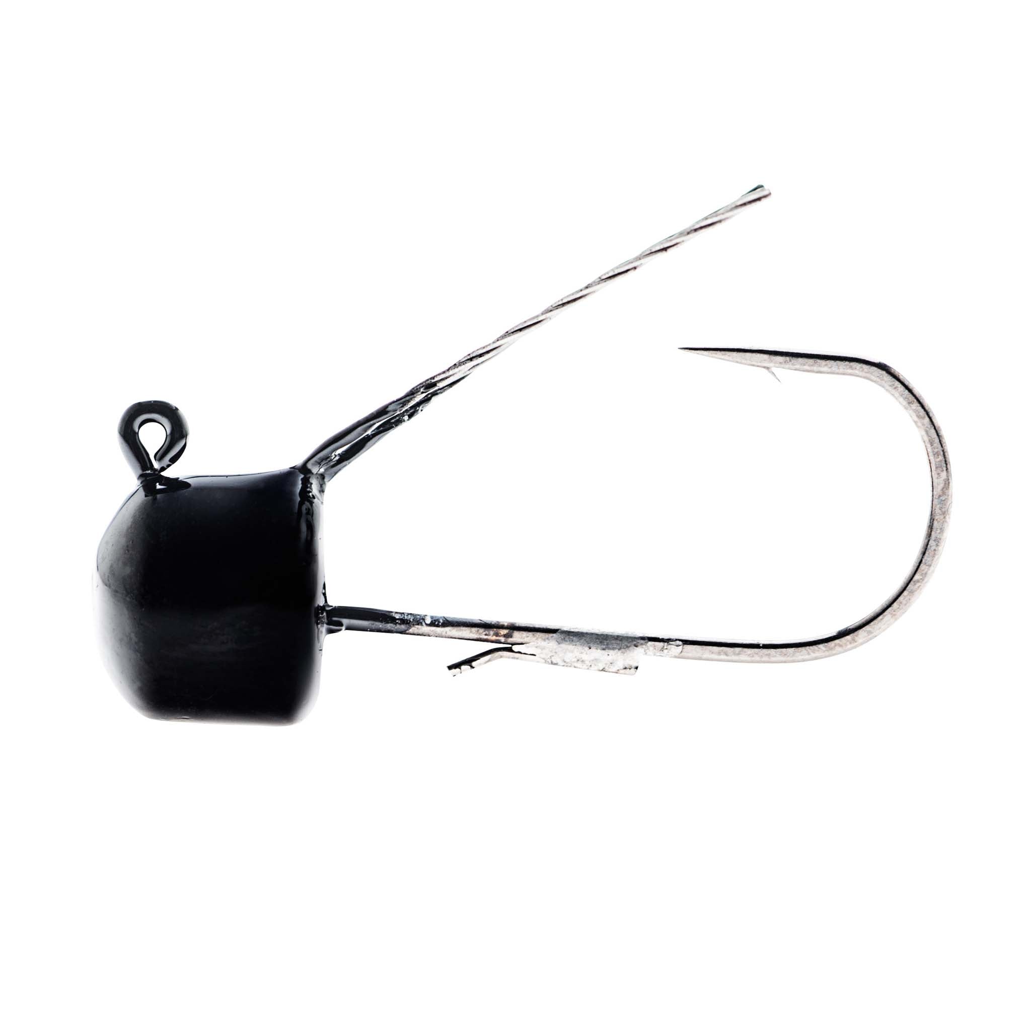 Weedless mushroom jig head lure with wire weed guard, black
