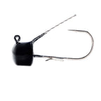 Weedless mushroom jig head lure with wire weed guard, black