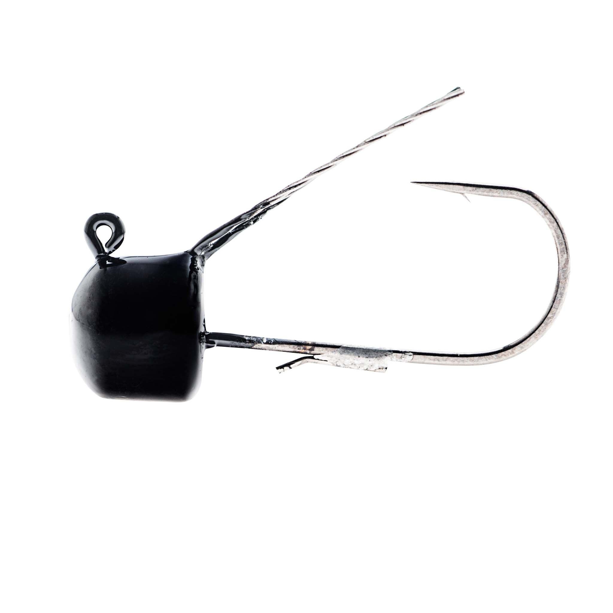 Weedless mushroom jig head lure with wire weed guard, black