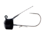 Weedless mushroom jig head lure with wire weed guard, black