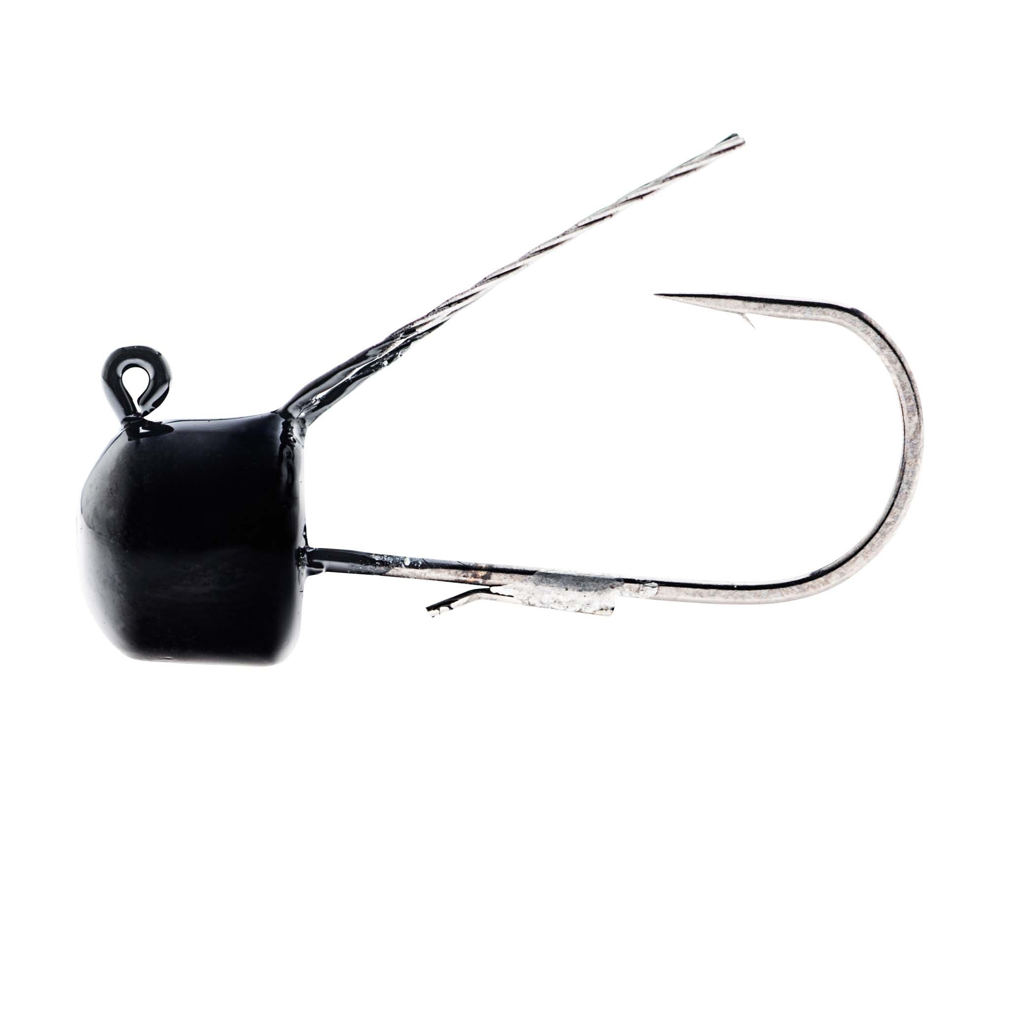 Weedless mushroom jig head lure with wire weed guard, black