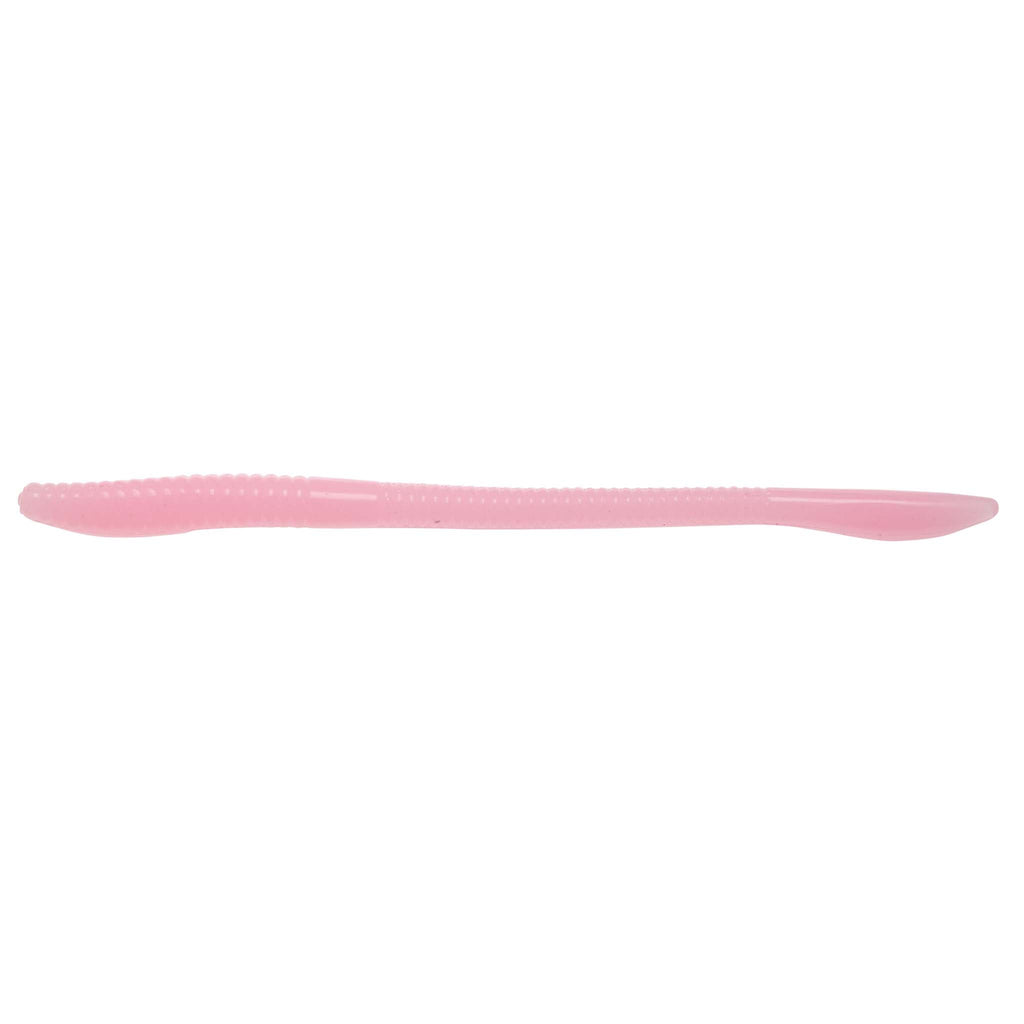 Floating worm lure in bubblegum pink, long ribbed body