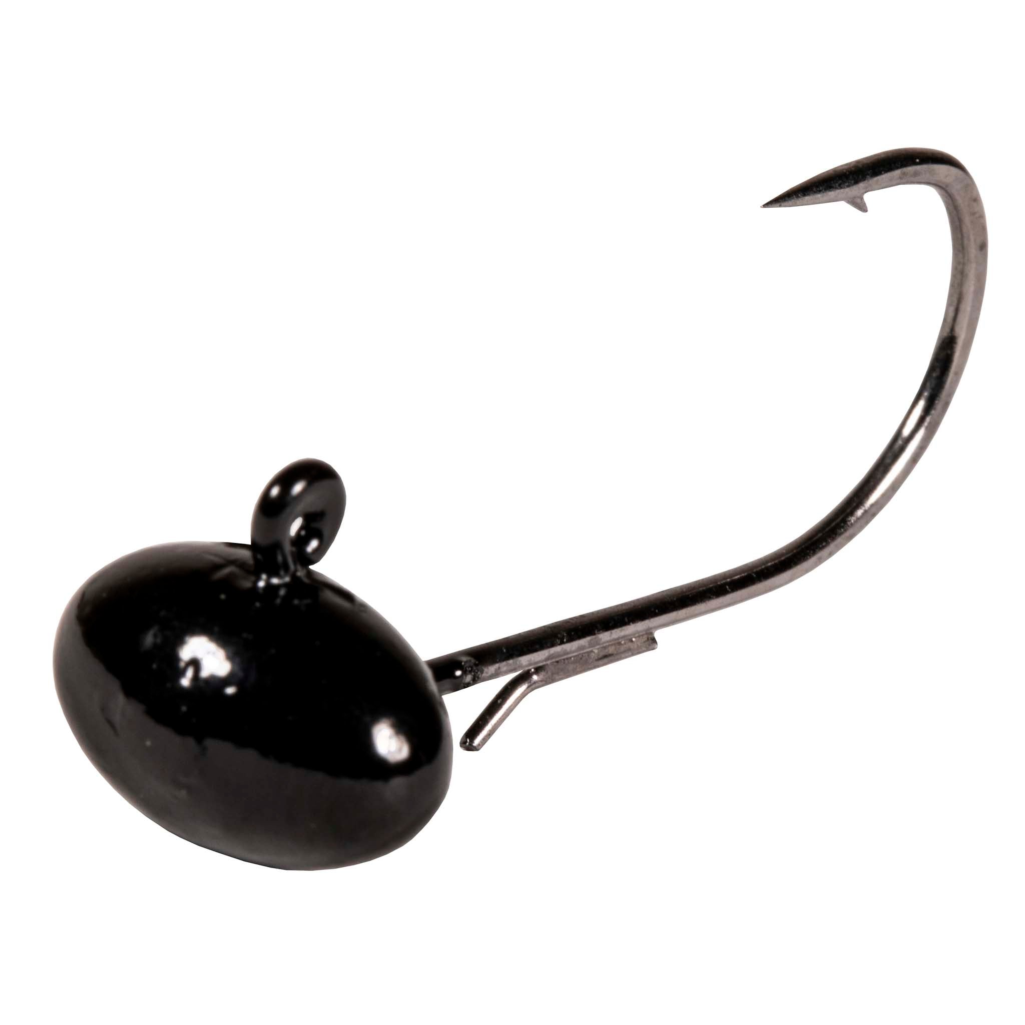 Football jighead with curved hook, black
