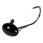 Football jighead with curved hook, black
