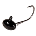 Football jighead with curved hook, black
