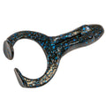 Soft plastic frog lure in dark blue-gray with bright blue glitter speckles
