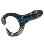 Soft plastic frog lure in dark blue-gray with bright blue glitter speckles