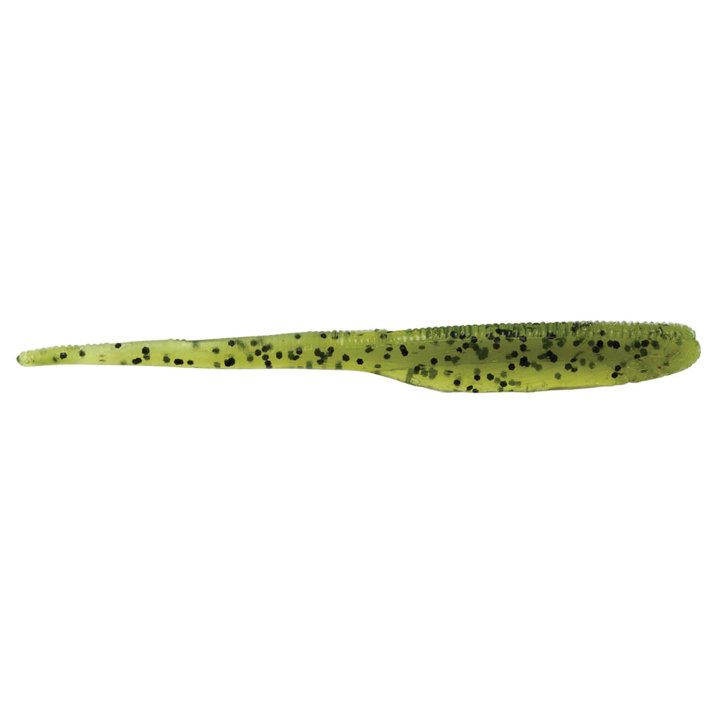 Finesse ShadZ soft fishing lure, green with black speckles