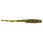 Green and red speckled shad-style soft plastic fishing lure