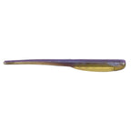 Purple shad-style soft plastic fishing lure with gold underside