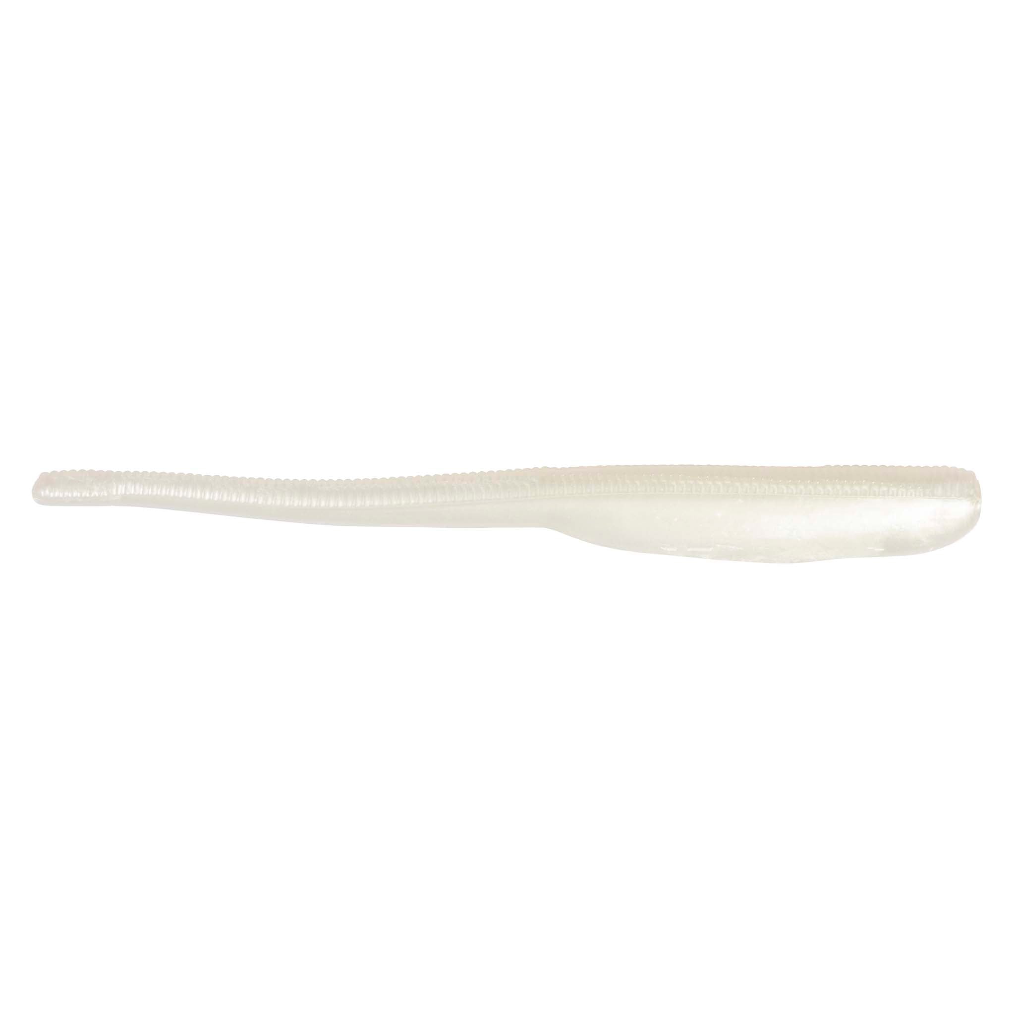 Translucent white shad-style soft plastic fishing lure with smooth tail