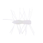 Fuzzy bug toy with light gray body and pale blue legs