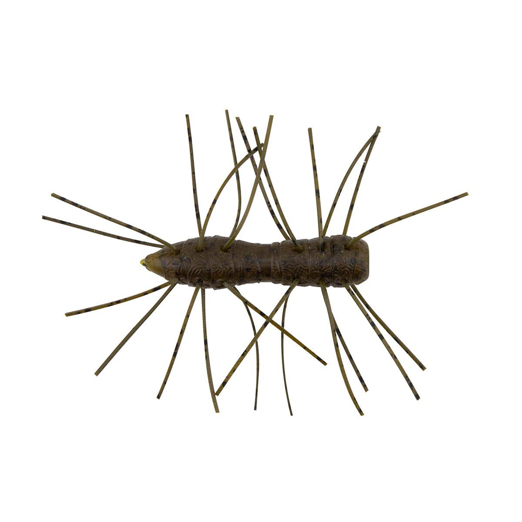 Fuzzy bug toy with dark brown body and long brown legs
