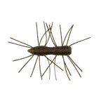 Fuzzy bug toy with dark brown body and long brown legs