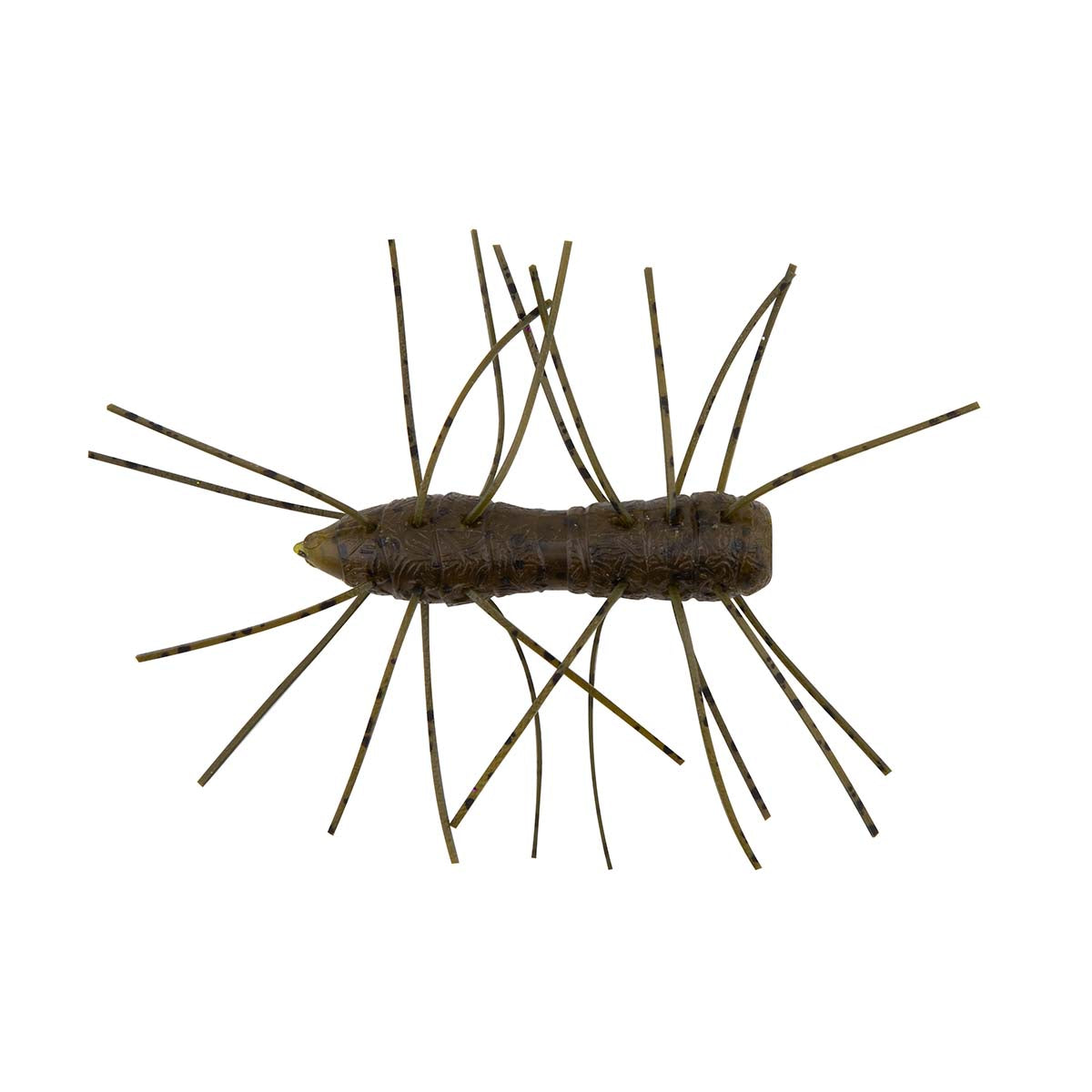 Fuzzy bug toy with dark brown body and long brown legs