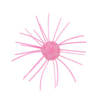 Fuzzy spiky cat toy, bright pink with glowing pink center