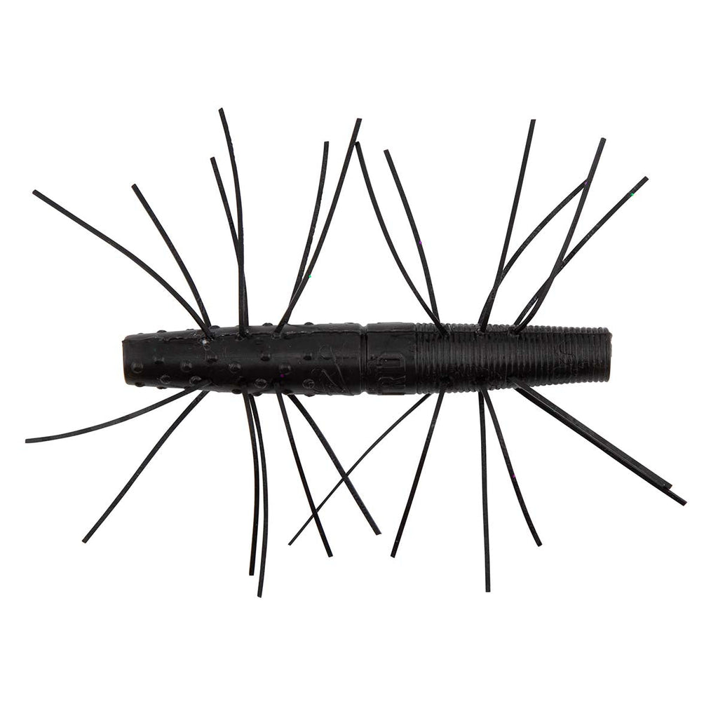 Fuzzy soft fishing bait with dark body and long black hair strands