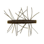 Fuzzy soft fishing bait with dark brown body and tangled black hair strands