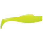 Soft plastic minnow lure with bright lime green body and fin