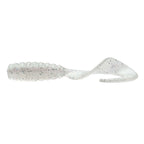 Clear white soft plastic grub lure with subtle dark speckles and ribbed body