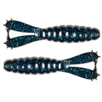 Fishing lure set with dark blue glitter swimbaits, chrome bead-like segments