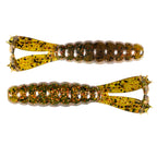 Fishing lure set with golden yellow glitter swimbaits, speckled tails and hooks