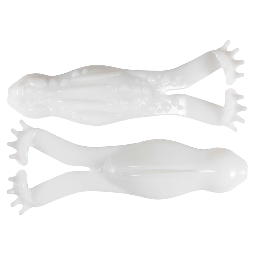 White translucent soft plastic fishing lure set, ribbed body with split tail and nubs