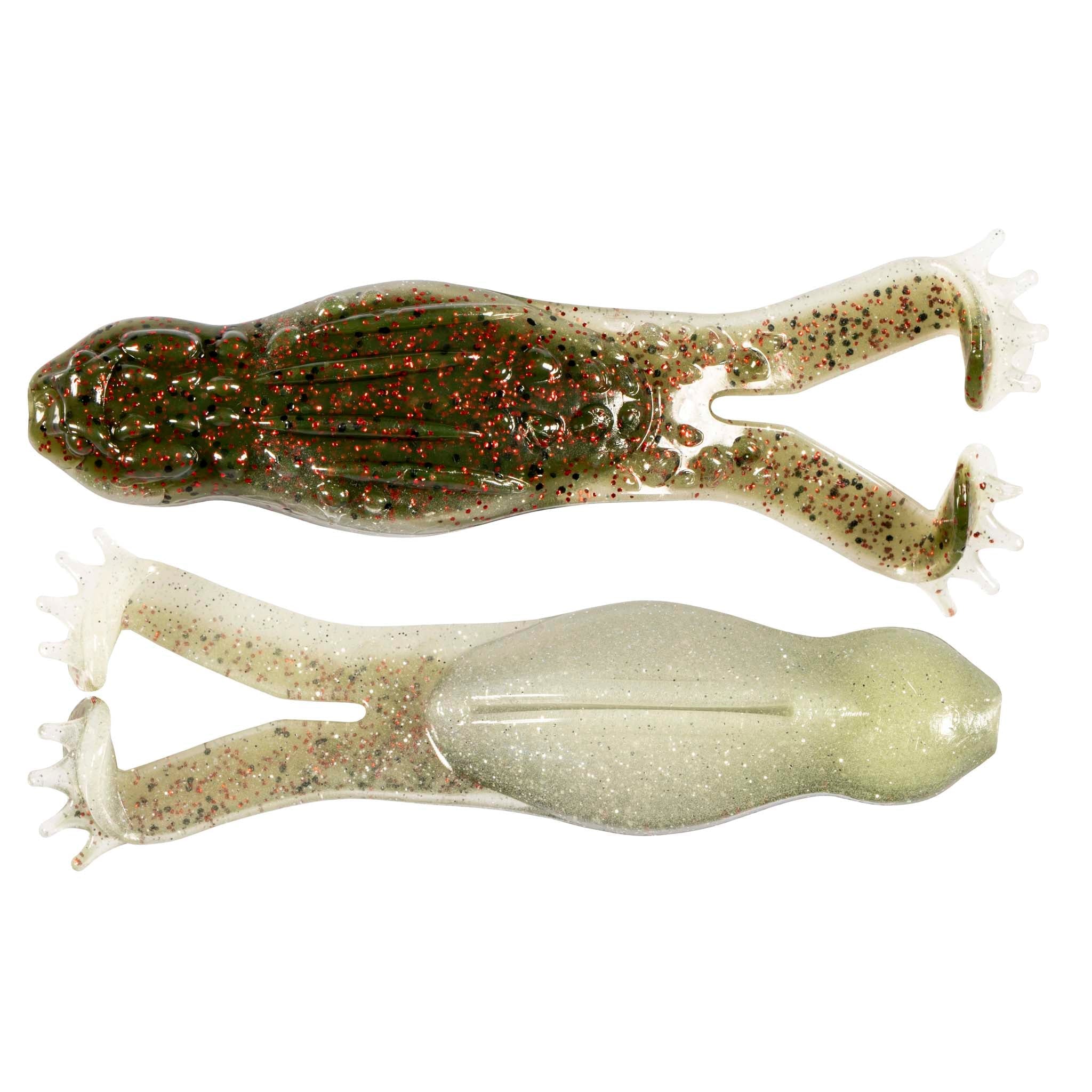 Glittery brown and clear sand soft plastic fishing lure set with split tail and nubs