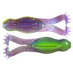 Purple and green glitter soft plastic fishing lure set with split tail and nubs