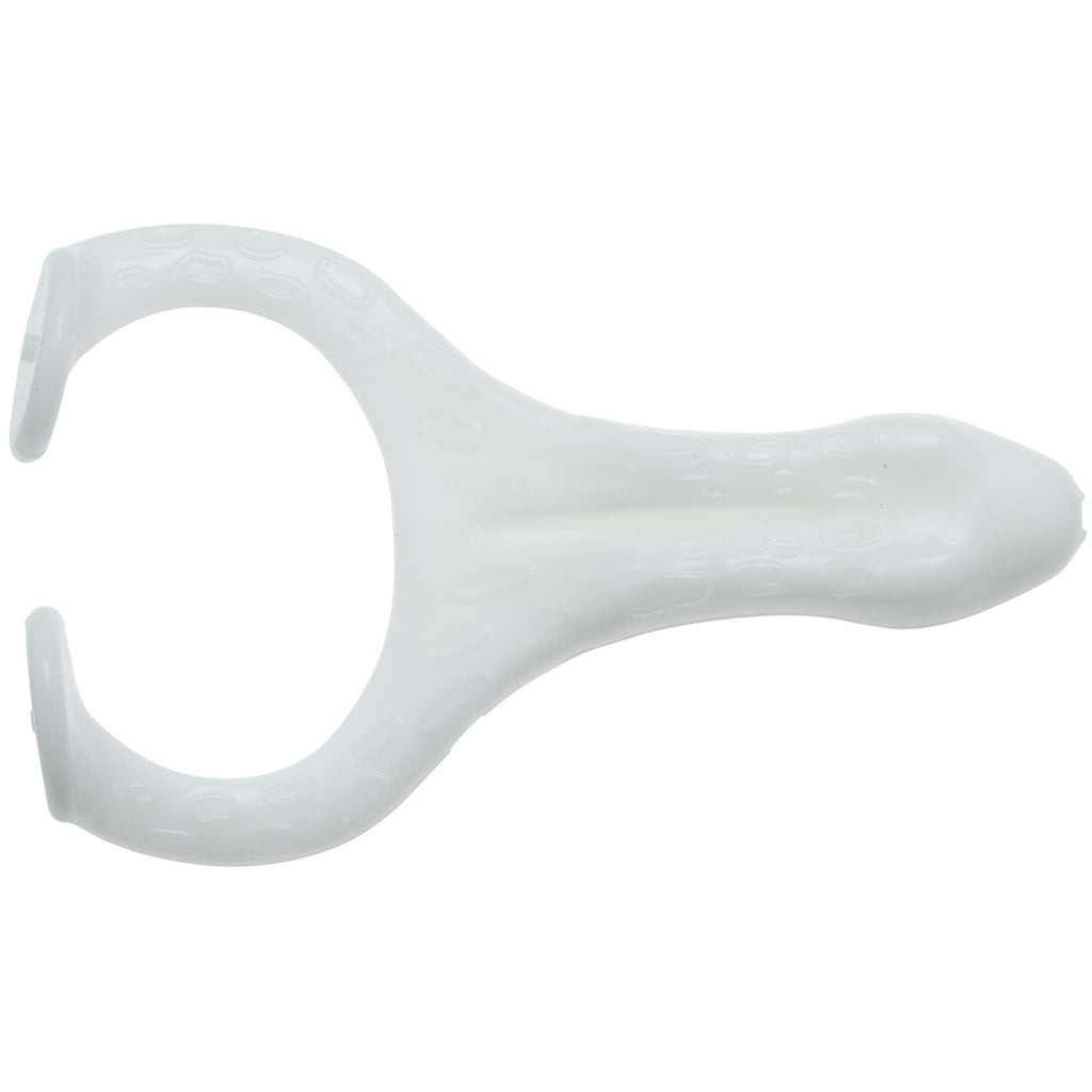 Clear white soft plastic frog lure with molded texture and hollow ring legs