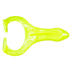 Bright chartreuse soft plastic frog lure with molded texture and looped legs
