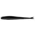Black fishing lure with textured pattern and sharp pointed tail
