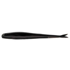 Black fishing lure with textured pattern and sharp pointed tail