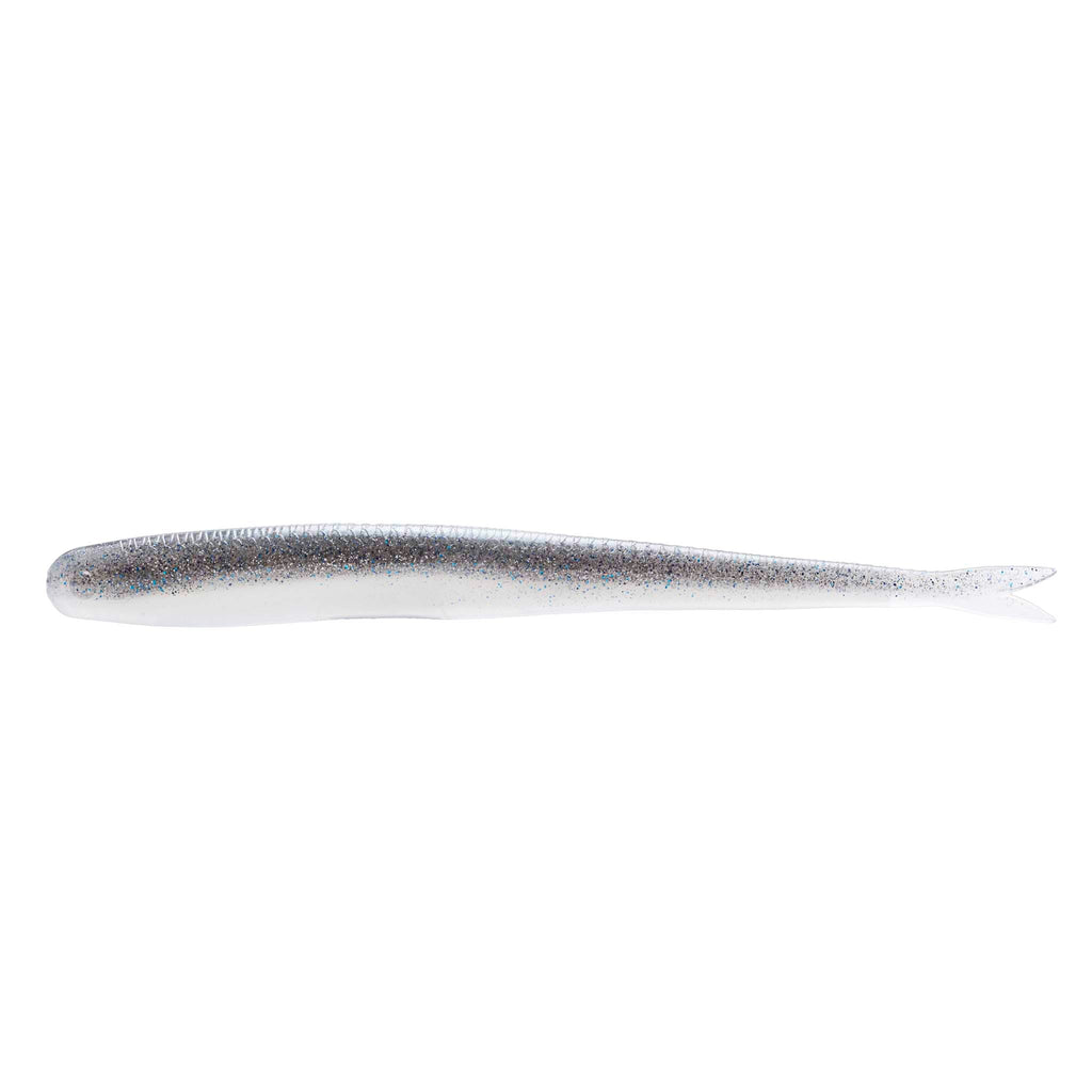 Silver-gray fishing lure with speckled finish and tapered head
