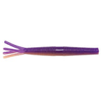 Purple soft plastic fishing lure with ribbed body and multi-prong tentacles