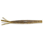 Tan and olive soft plastic fishing lure with speckled finish and multi-prong tentacles