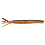 Orange and dark brown speckled soft plastic fishing lure with multi-prong tentacles
