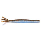 Hula StickZ fishing lure, blue glitter body with speckled orange-brown forked tail
