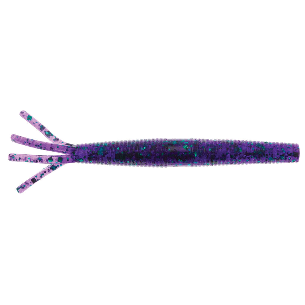 Purple speckled soft plastic fishing lure with multi-prong tentacles