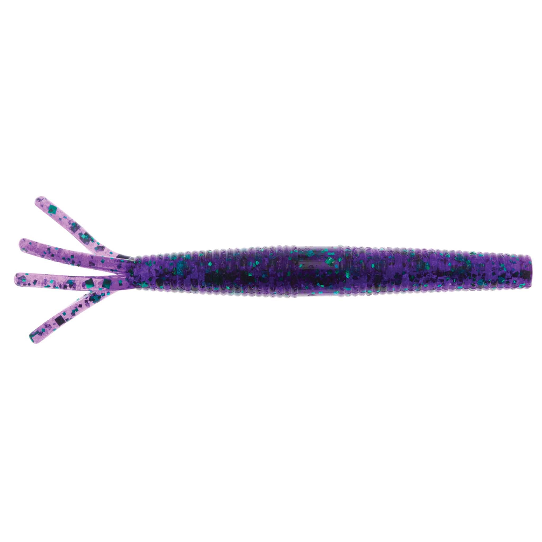 Purple speckled soft plastic fishing lure with multi-prong tentacles