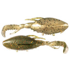 Glitter gold and brown soft plastic crab lure with claws and white tentacles, 2-pack.