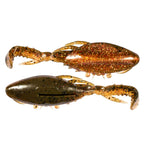 Glitter brown and copper soft plastic crab lure with claws and white tentacles, 2-pack.