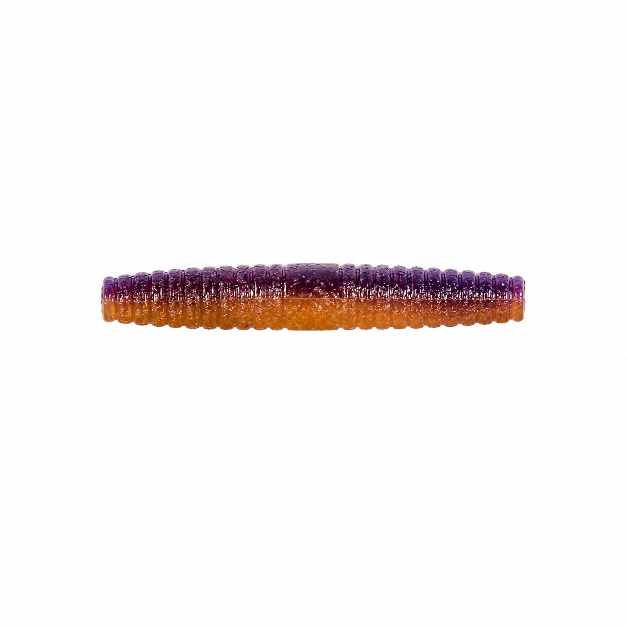 Kingpin fishing lure, purple top and orange bottom segmented body