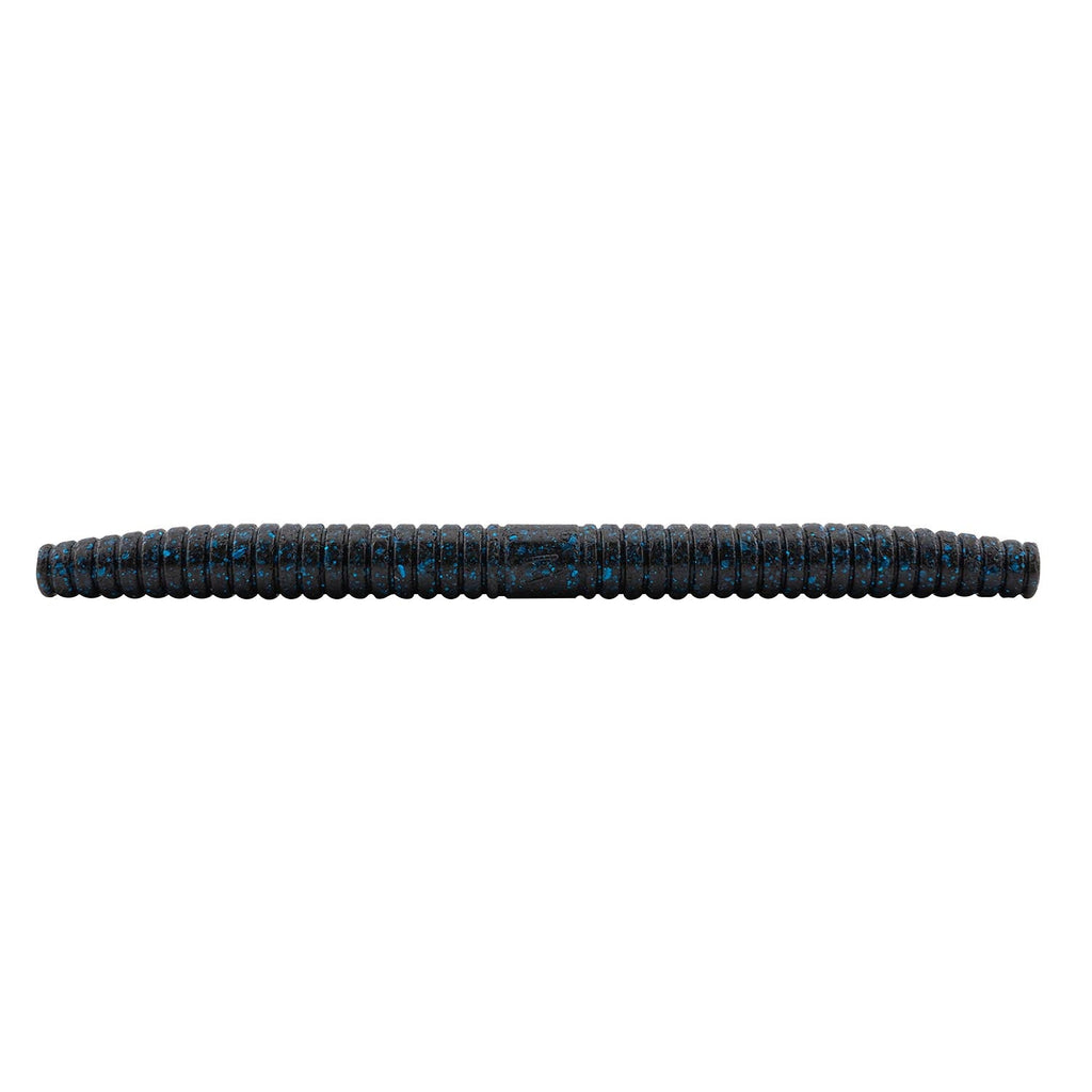 Fishing soft plastic lure, dark blue color with speckled segmented body