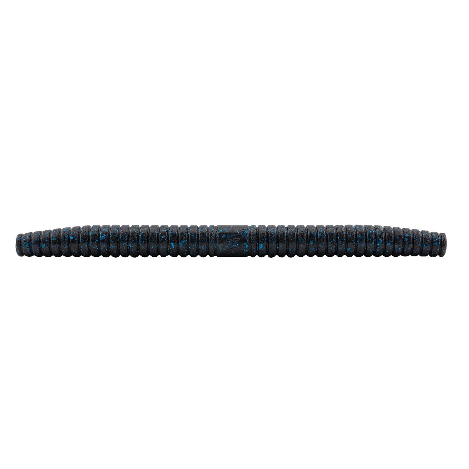 Fishing soft plastic lure, dark blue color with speckled segmented body